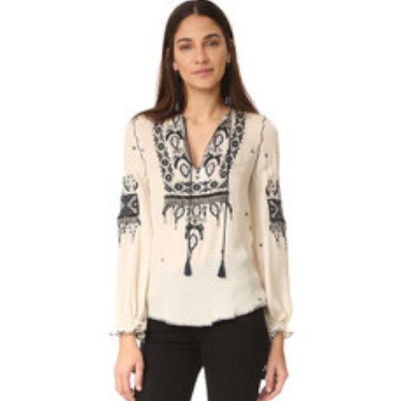 Haute Hippie Talitha silk Boho blouse size L - Picture 1 of 16